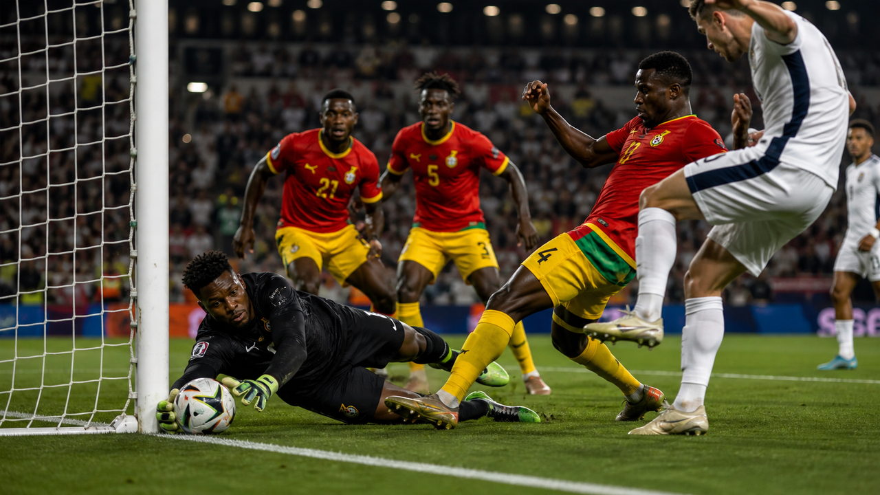 Ghana goalkeeper heroic save image