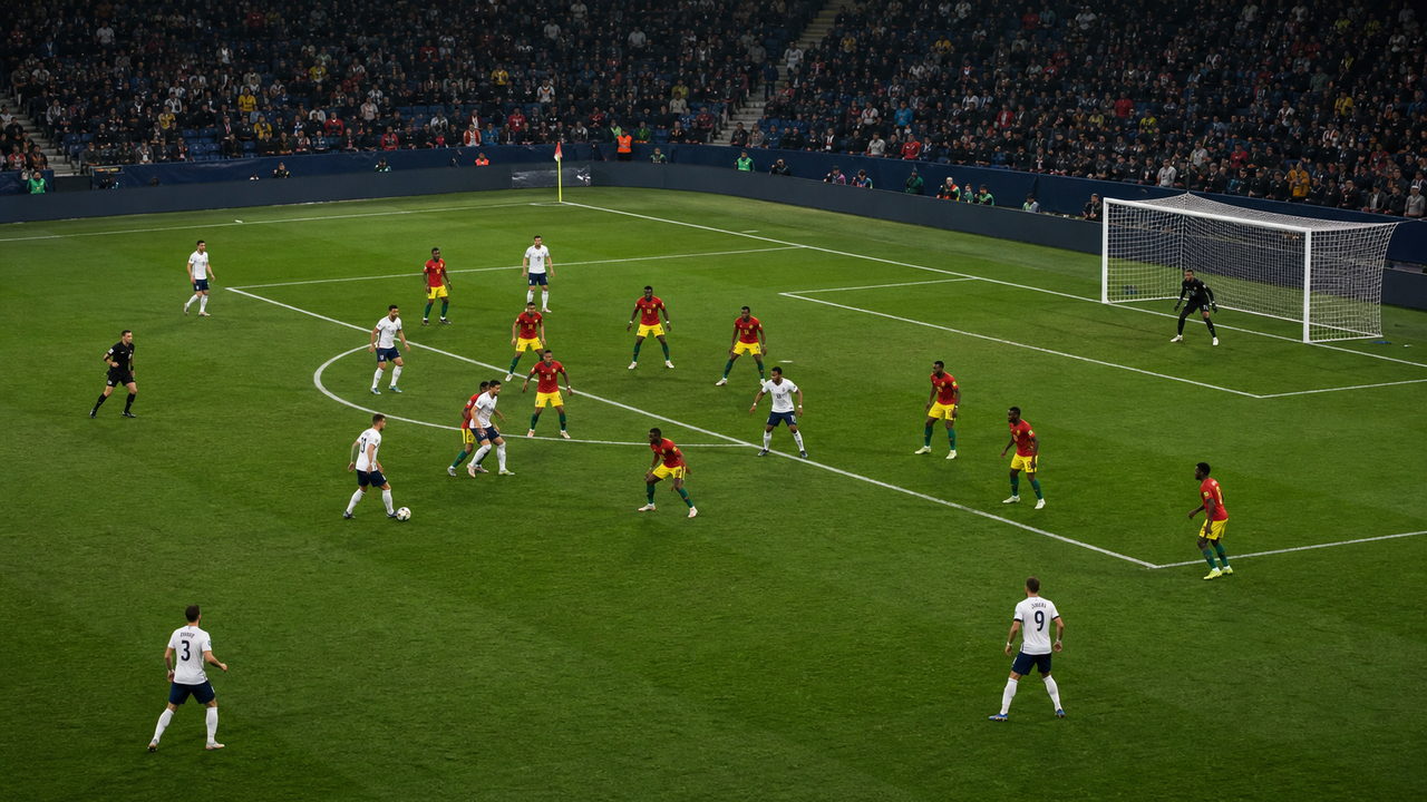 Ghana defensive block against England pressure