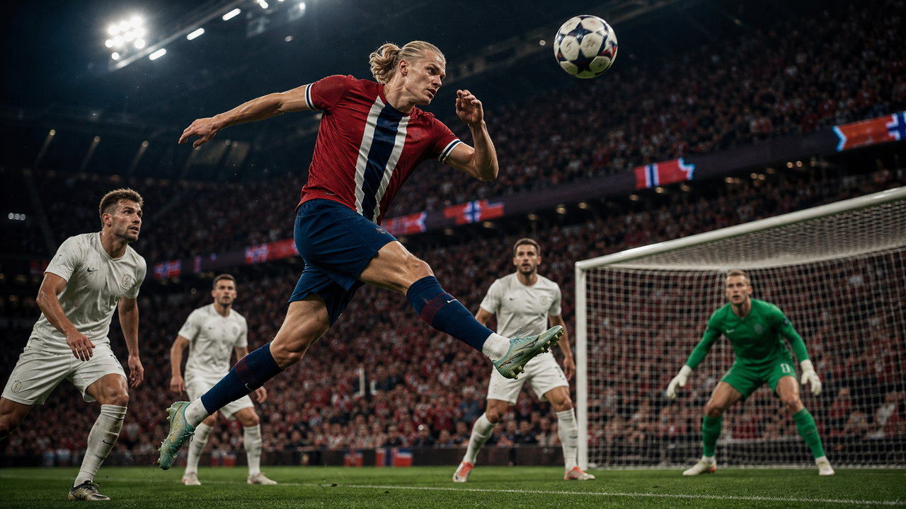 Haaland power striker finishing visual