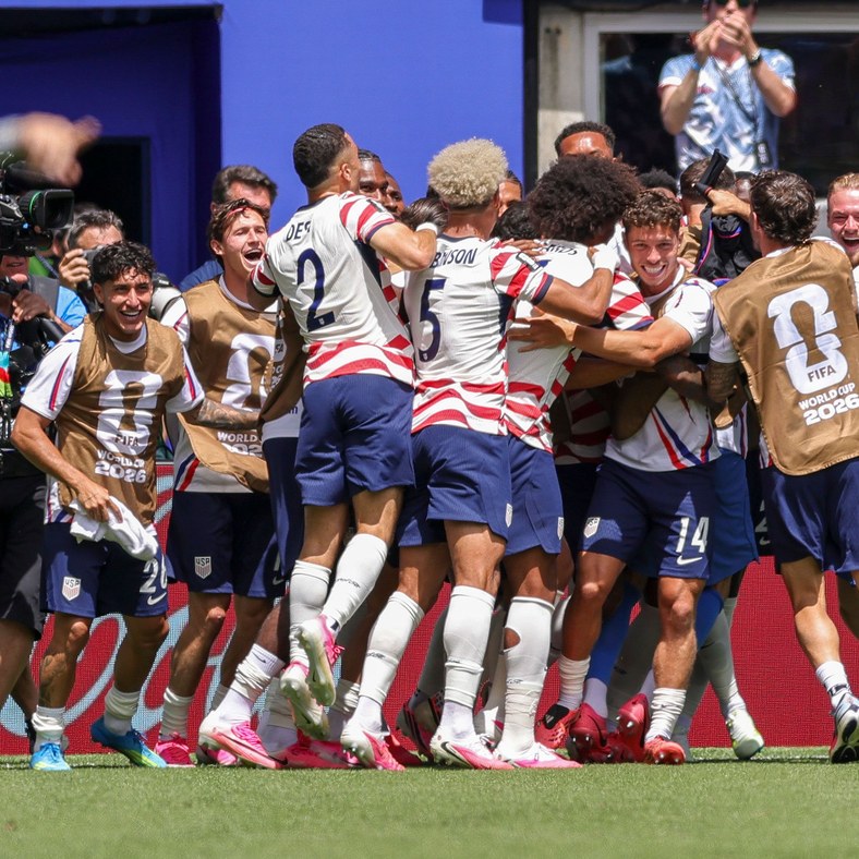 United States players celebrate against Australia